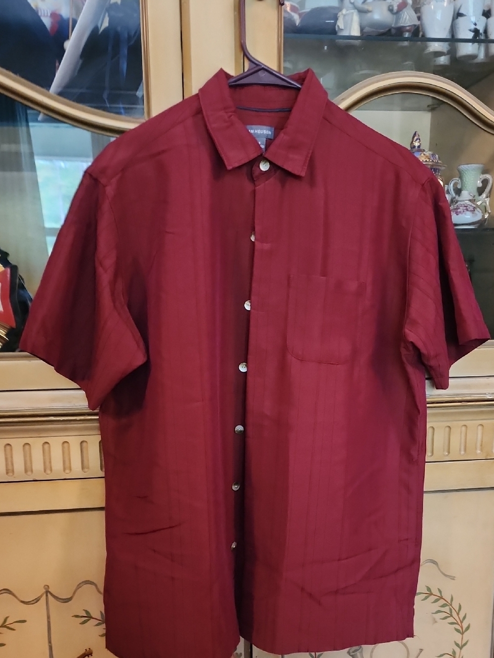 Van Heusen Men's Short Sleeve Button-Down Shirt - Deep Wine